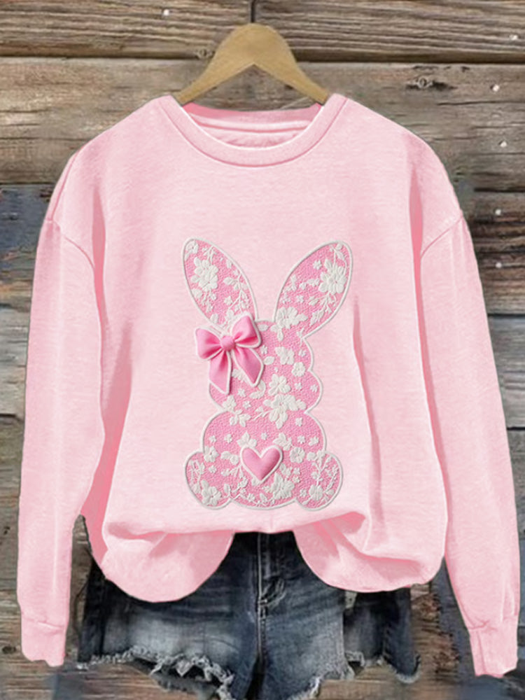 Comstylish Women's Easter Bunny Print Casual Sweatshirt