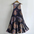 Women's Vintage Cashew Flower Embellished Pattern Art Print Round Neck